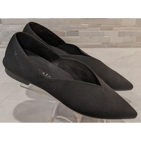 VIVAIA Pointed-Toe V-Cut Flats in Deep Black Size 41 or 9.5-10 - Picture 2 of 14
